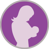 Icon Frau am Stillen rosa mit Hintergrund lila