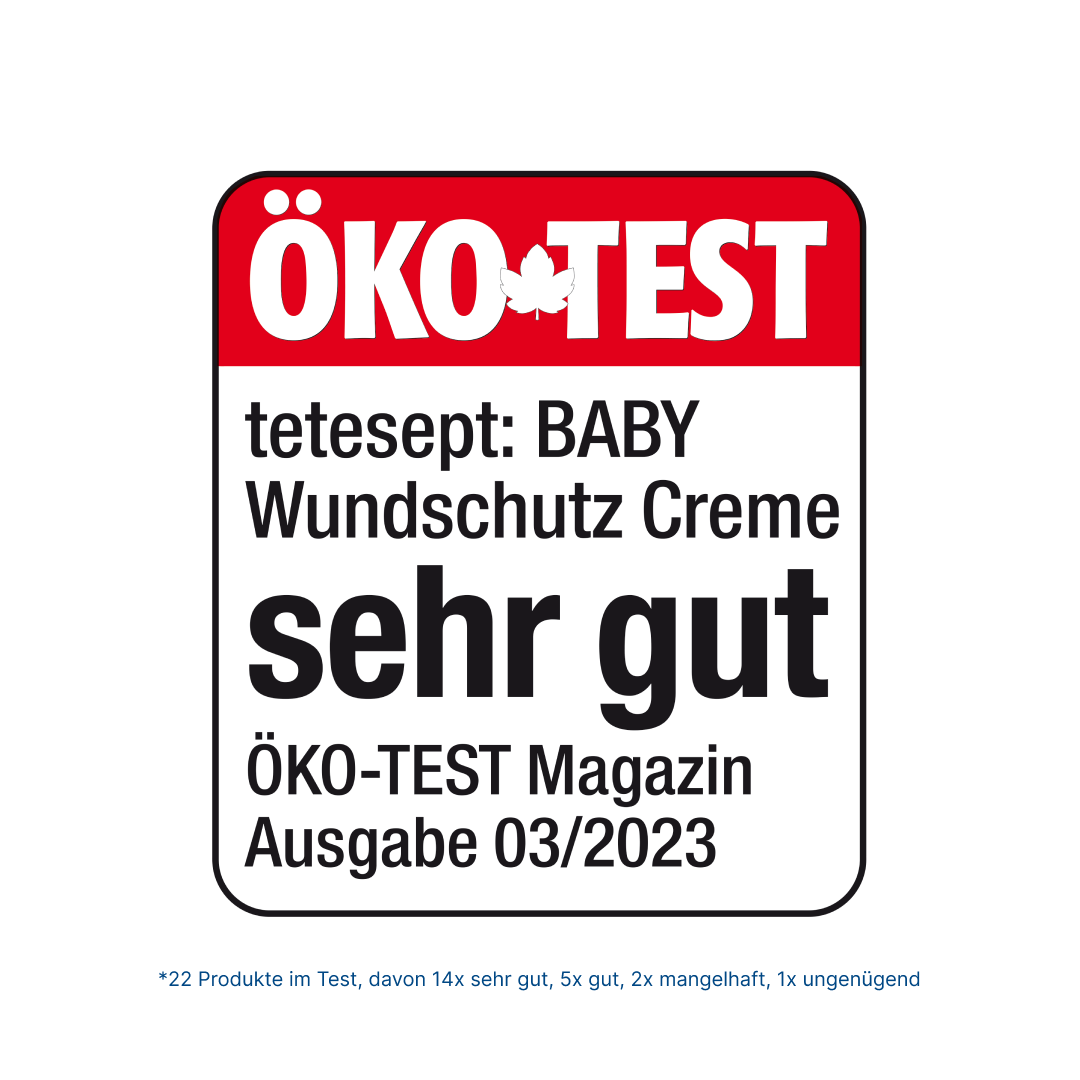 Öko-Test Siegel tetesept: BABY Wundschutz Creme. Bestanden mit "sehr gut" Ausgabe ÖKO-TEST Magazin Ausgabe 03/2023