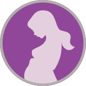 Icon schwangere Frau rosa mit lila Hintergrund