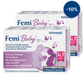 Man sieht die Vorderseite des Produktes Femi Baby® von tetesept. Speziell auf Kinderwunsch, Schwangerschaft und Stillzeit abgestimmte Nährstoffe in der Monatspackung. Die Nr.1 von Schwangerschafts- und Frauenvitaminen.
